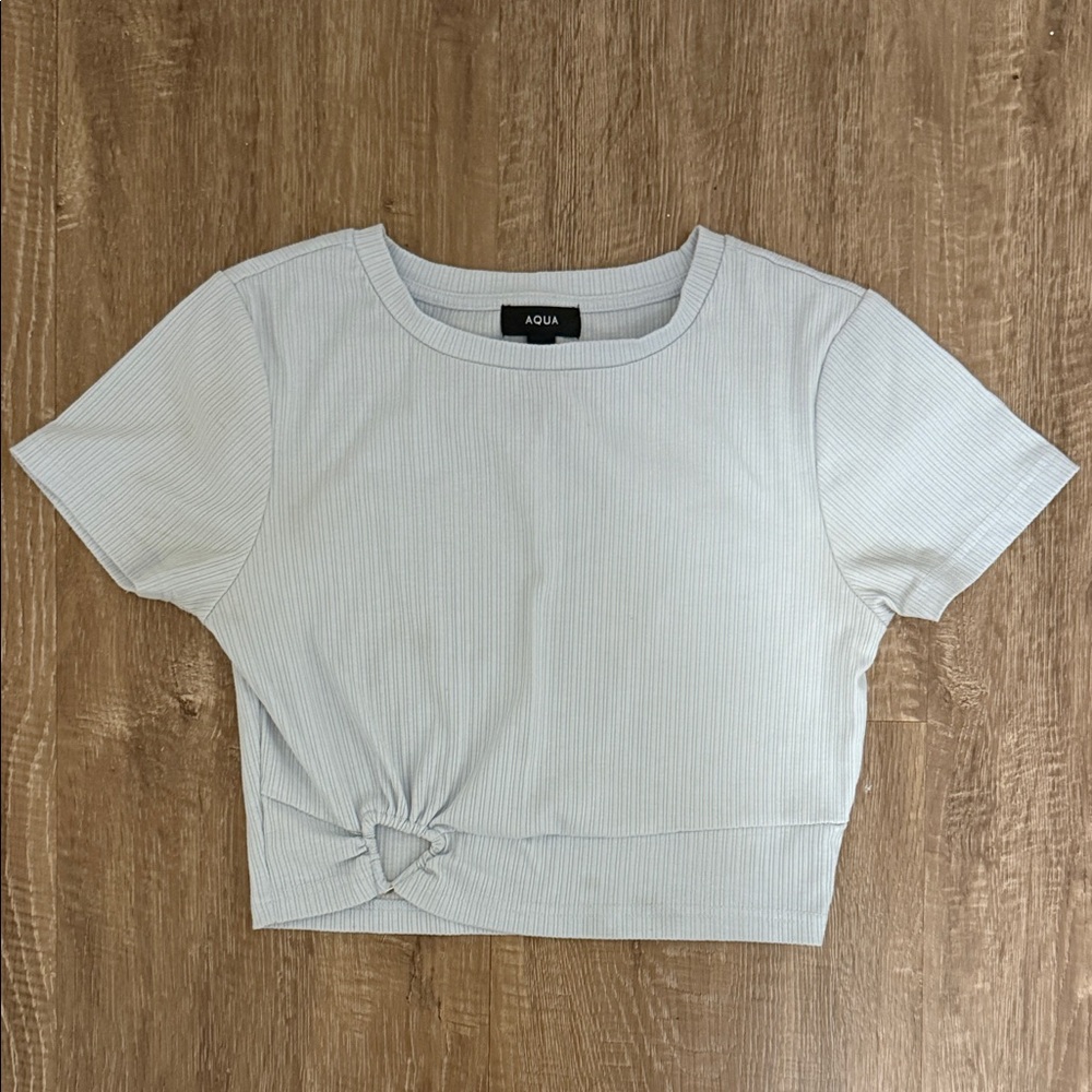 Aqua Women's Cream Knotted Crop Top - Picture 3 of 7
